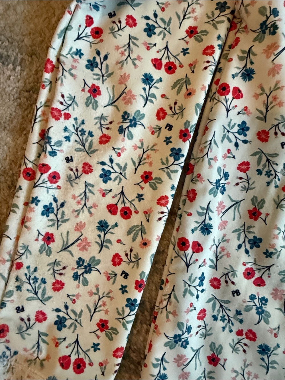 Petit Bateau Girls' Floral Long-Sleeve swim Top - White with Red & Blue Flowers - Picture 2 of 6